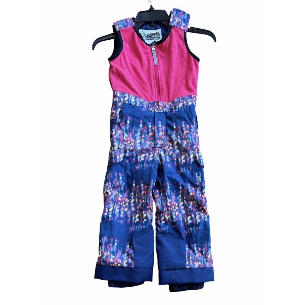Spyder BITSY Girls Size 5 Ski Snowboard Pants Bib Overalls Fleece Nites Glow